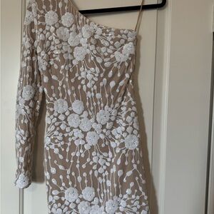 Dress the Population White Floral Long Sleeve Dress